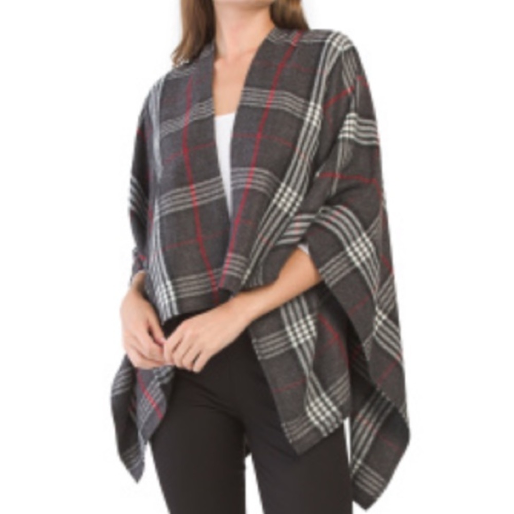 Plaid Ruana wrap poncho